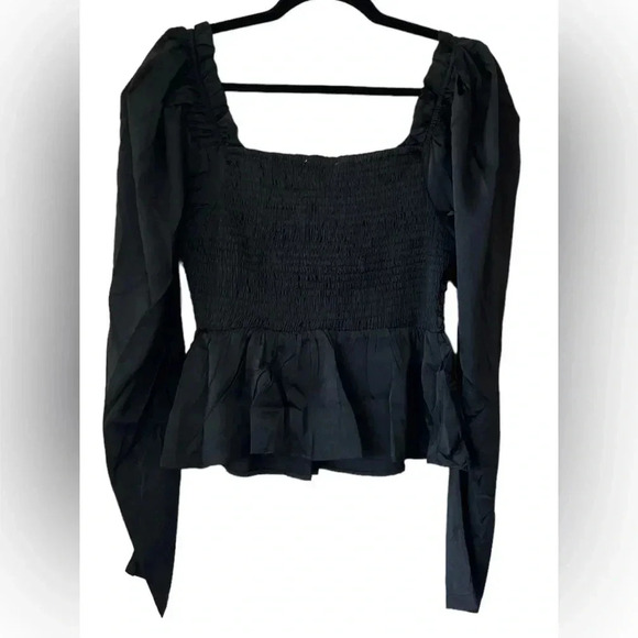 Six/Fifty Women's The Rudy Long Sleeve Ruched Peplum Blouse Top Size Small - Picture 6 of 8